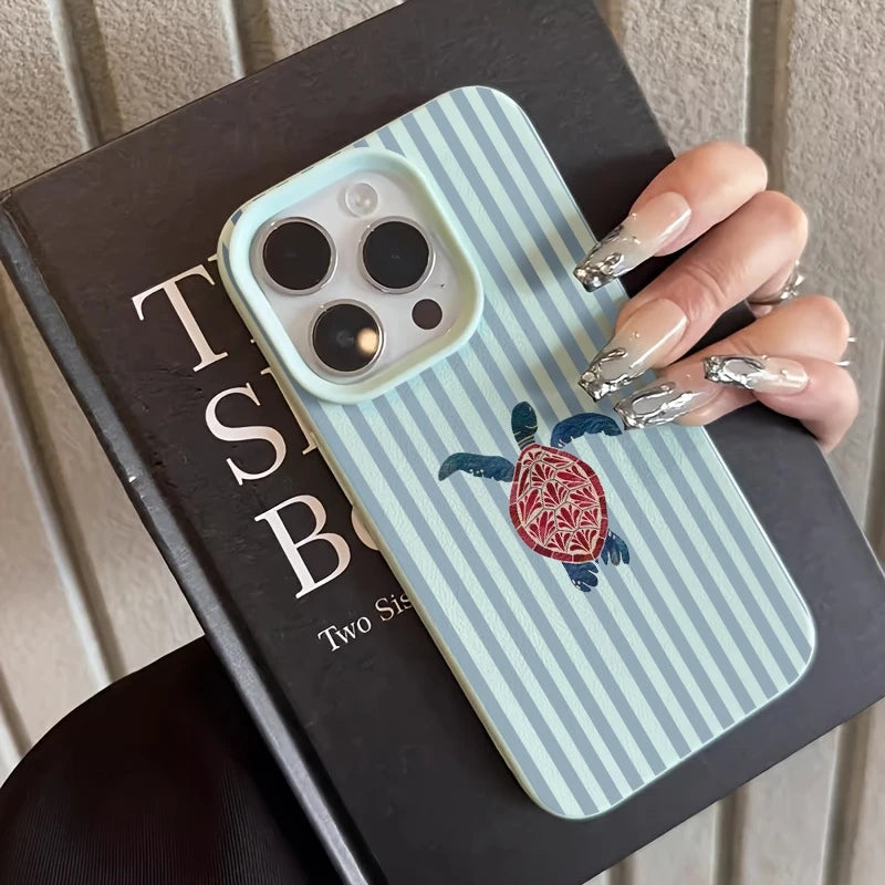 Striped Turtle Design Pattern Phone Case For iPhone 17 Air 11 13 14 12 15 16 Pro Max XS XR 7 8 Plus 16E Shockproof Bumper Cover