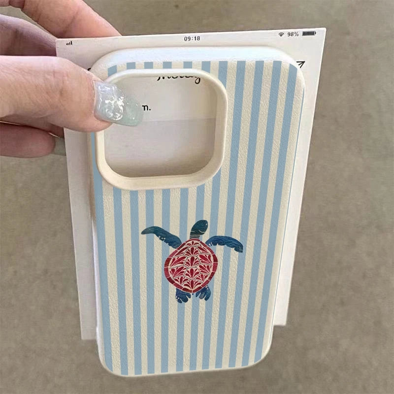 Striped Turtle Design Pattern Phone Case For iPhone 17 Air 11 13 14 12 15 16 Pro Max XS XR 7 8 Plus 16E Shockproof Bumper Cover