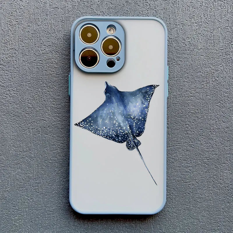 Cool Ocean Turtle Phone Case For iPhone 17 16 11 12 13 Pro Max Mini 15 14 Pro Max 16 15 Plus X XR Sea Blue Turtle Design Covers
