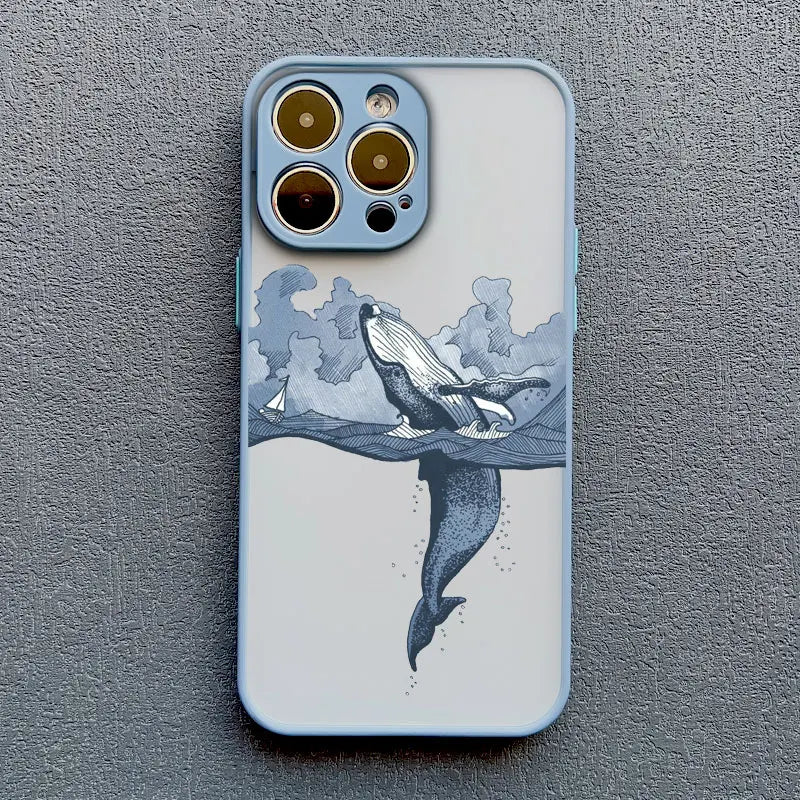 Cool Ocean Turtle Phone Case For iPhone 17 16 11 12 13 Pro Max Mini 15 14 Pro Max 16 15 Plus X XR Sea Blue Turtle Design Covers