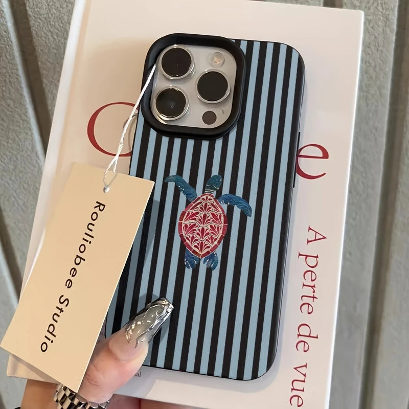Striped Turtle Design Pattern Phone Case For iPhone 17 Air 11 13 14 12 15 16 Pro Max XS XR 7 8 Plus 16E Shockproof Bumper Cover