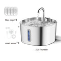 ZYFeeder 2.2L Automatic Cat and Dog Water Fountain Square Stainless Steel Pet Water Feeder Dog Water Fountain with window（No 5V 1A Plug）