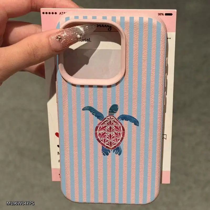 Striped Turtle Design Pattern Phone Case For iPhone 17 Air 11 13 14 12 15 16 Pro Max XS XR 7 8 Plus 16E Shockproof Bumper Cover