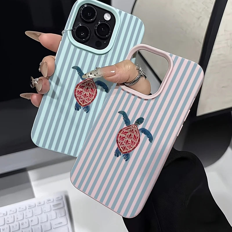 Striped Turtle Design Pattern Phone Case For iPhone 17 Air 11 13 14 12 15 16 Pro Max XS XR 7 8 Plus 16E Shockproof Bumper Cover