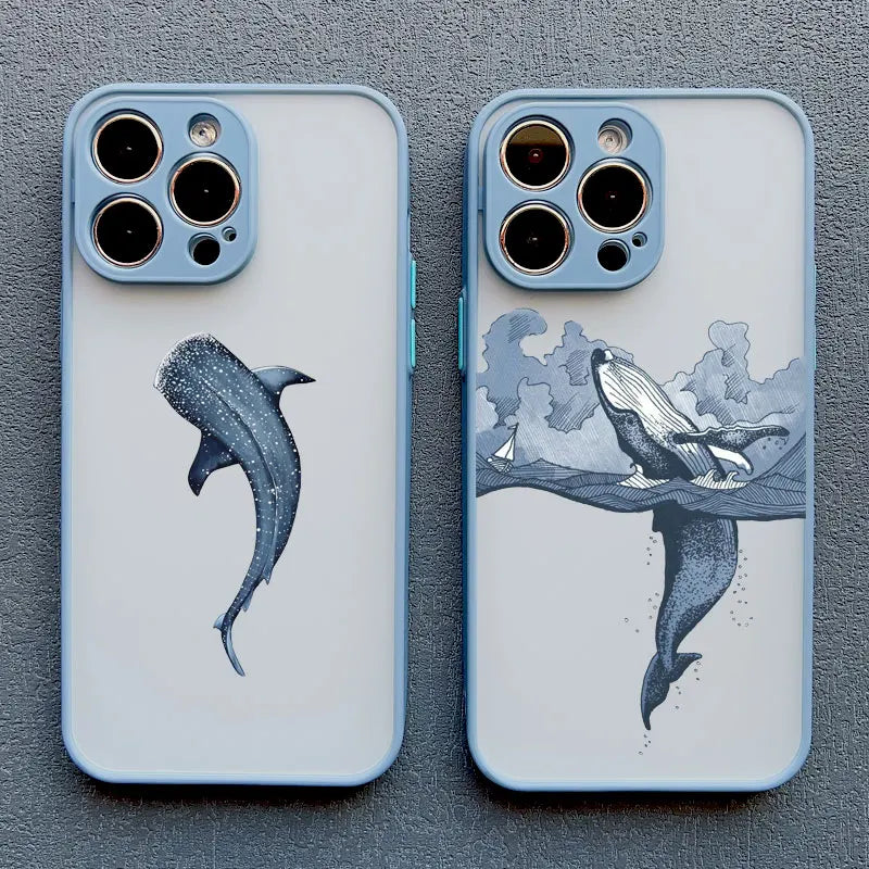 Cool Ocean Turtle Phone Case For iPhone 17 16 11 12 13 Pro Max Mini 15 14 Pro Max 16 15 Plus X XR Sea Blue Turtle Design Covers