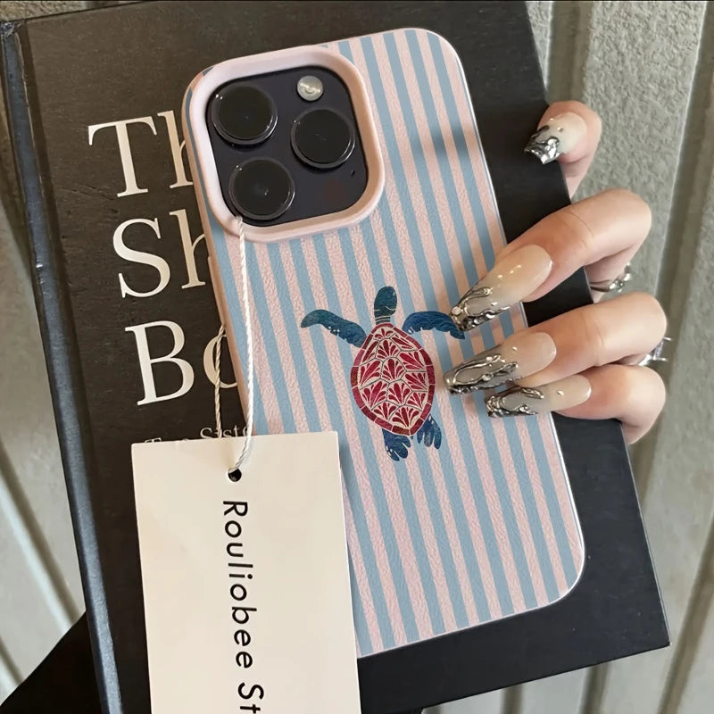 Striped Turtle Design Pattern Phone Case For iPhone 17 Air 11 13 14 12 15 16 Pro Max XS XR 7 8 Plus 16E Shockproof Bumper Cover