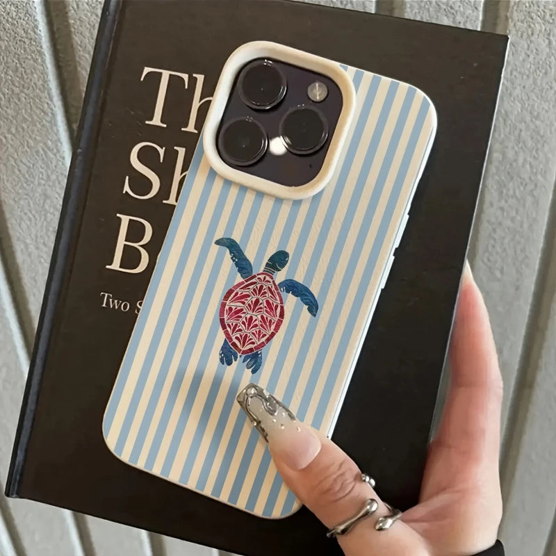 Striped Turtle Design Pattern Phone Case For iPhone 17 Air 11 13 14 12 15 16 Pro Max XS XR 7 8 Plus 16E Shockproof Bumper Cover